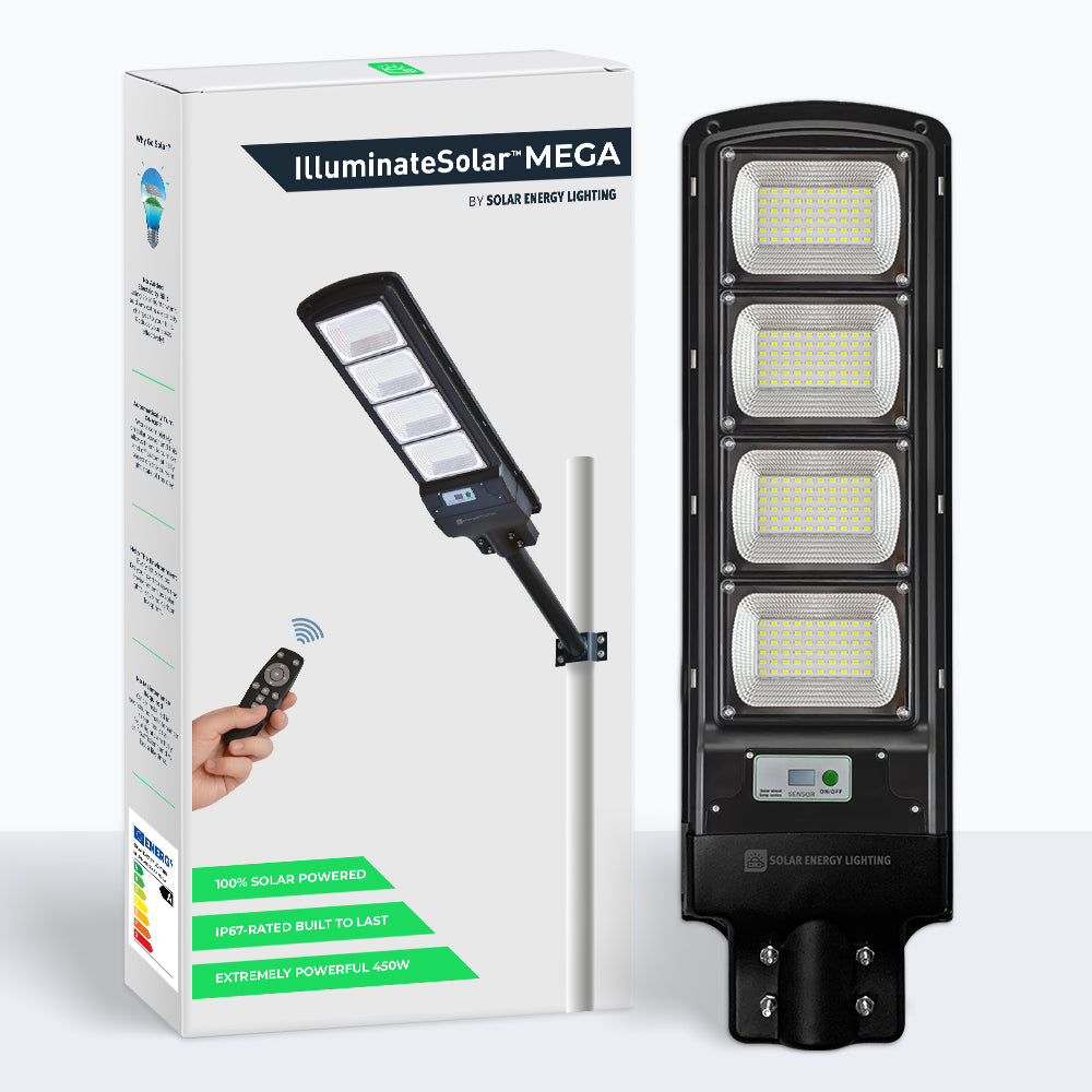 IlluminateSolarMega - 3 Valoa + 1 Ilmainen 450W/6500 Lumenin Ultrakirkas Aurinko Katuvalot