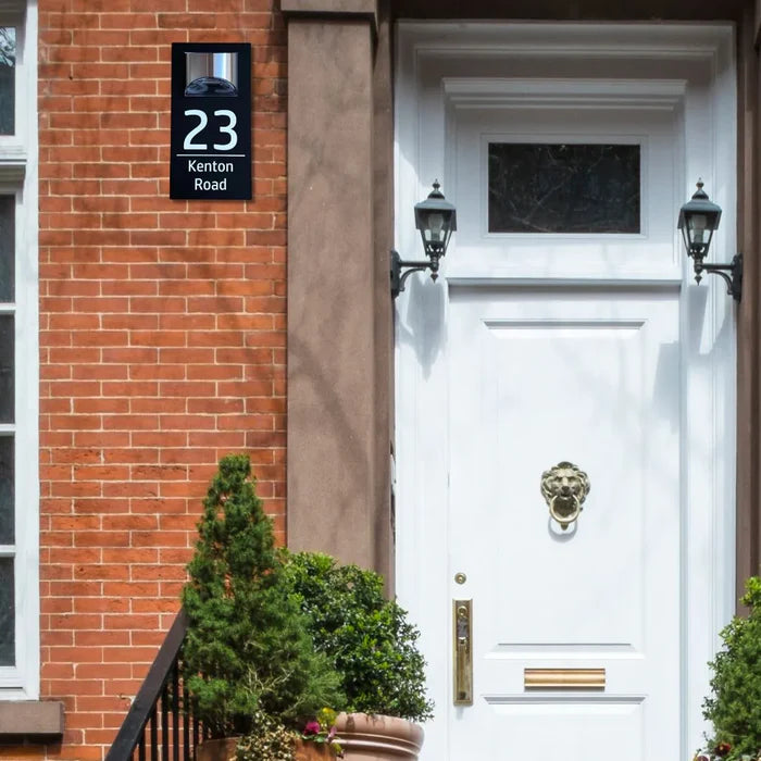 Henkilökohtainen LED solar talon numero merkki kaiverrettu