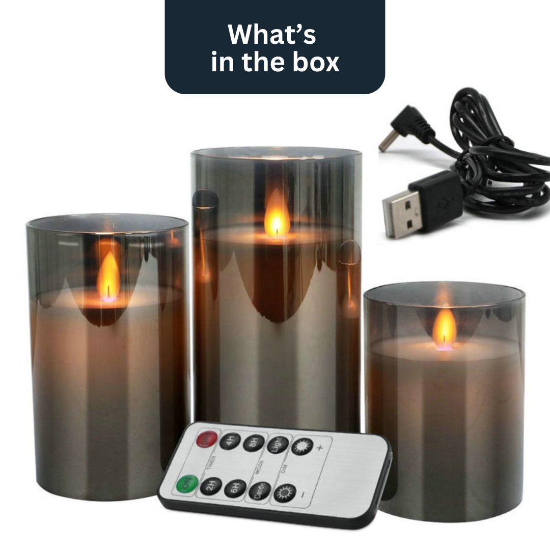 3 LED-savulasikynttilän sarja