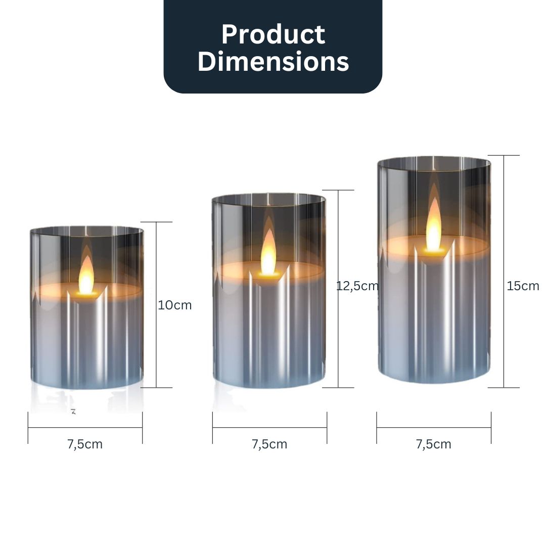 3 LED-savulasikynttilän sarja