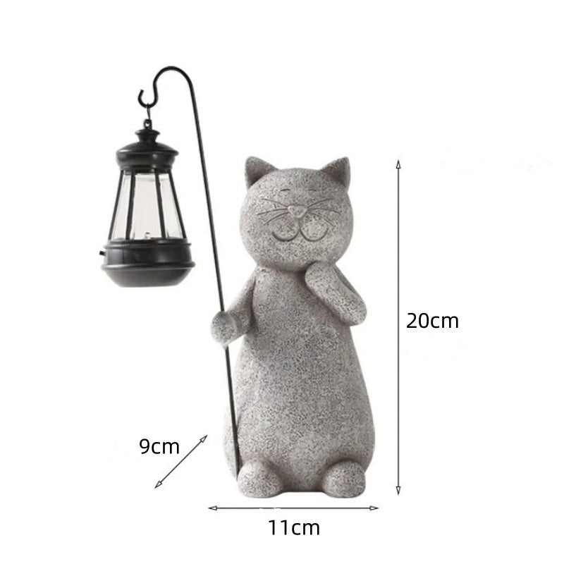 StoneCat™ - Käsintehty aurinkokissan puutarhapatsas