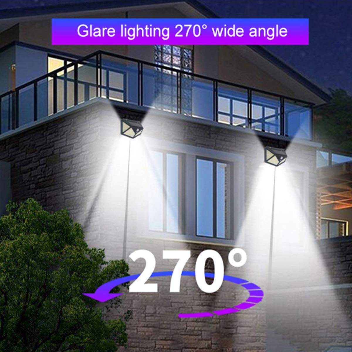 270 ° laajakulmainen aurinko PIR-liiketunnistinvalo