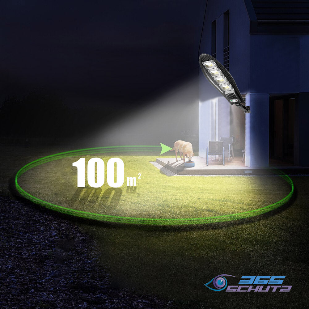 DragonSolar™- 600W aurinkoenergialla toimiva ulkovalaisin, jossa on liiketunnistin