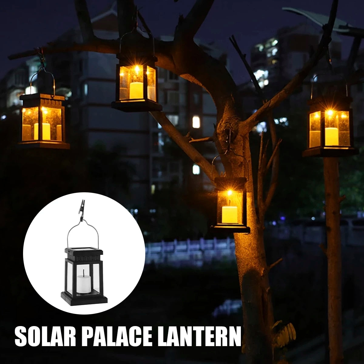 Solar ulkona roikkuu lyhty valo