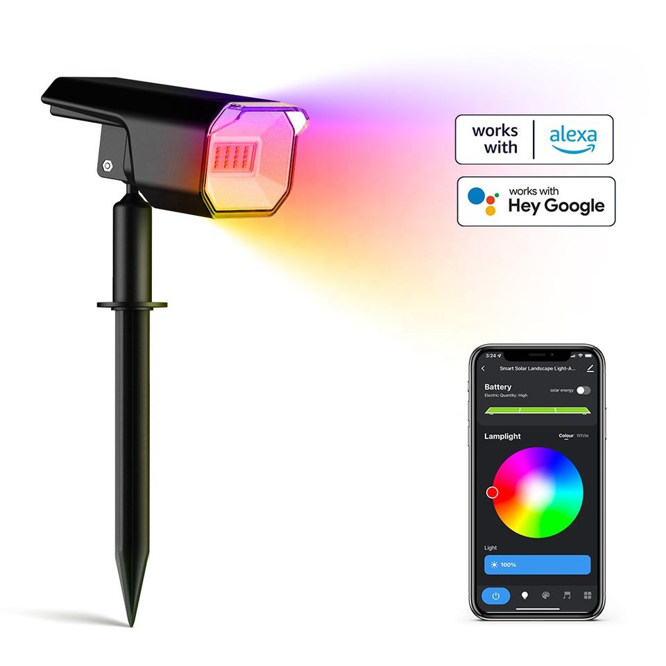 Moniväriset app-ohjatut aurinko valonheittimet