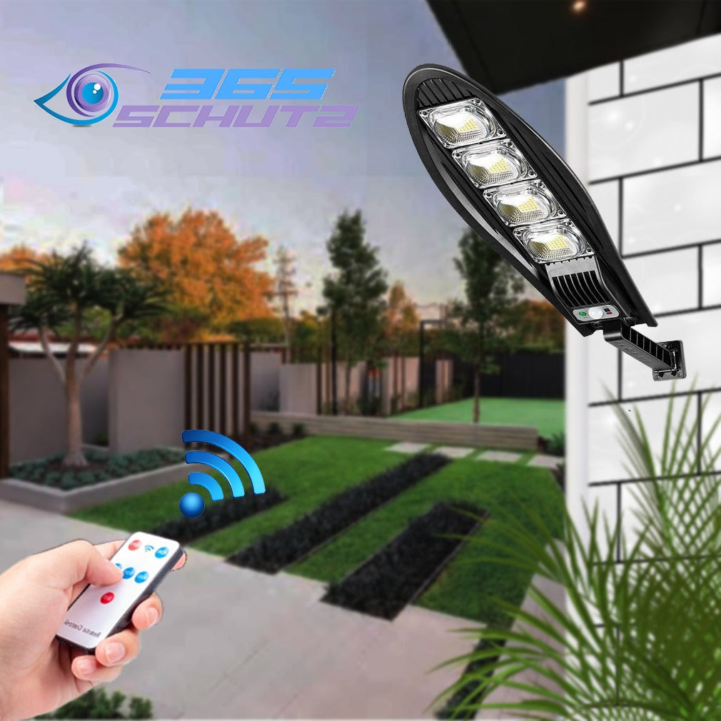 DragonSolar™- 600W aurinkoenergialla toimiva ulkovalaisin, jossa on liiketunnistin