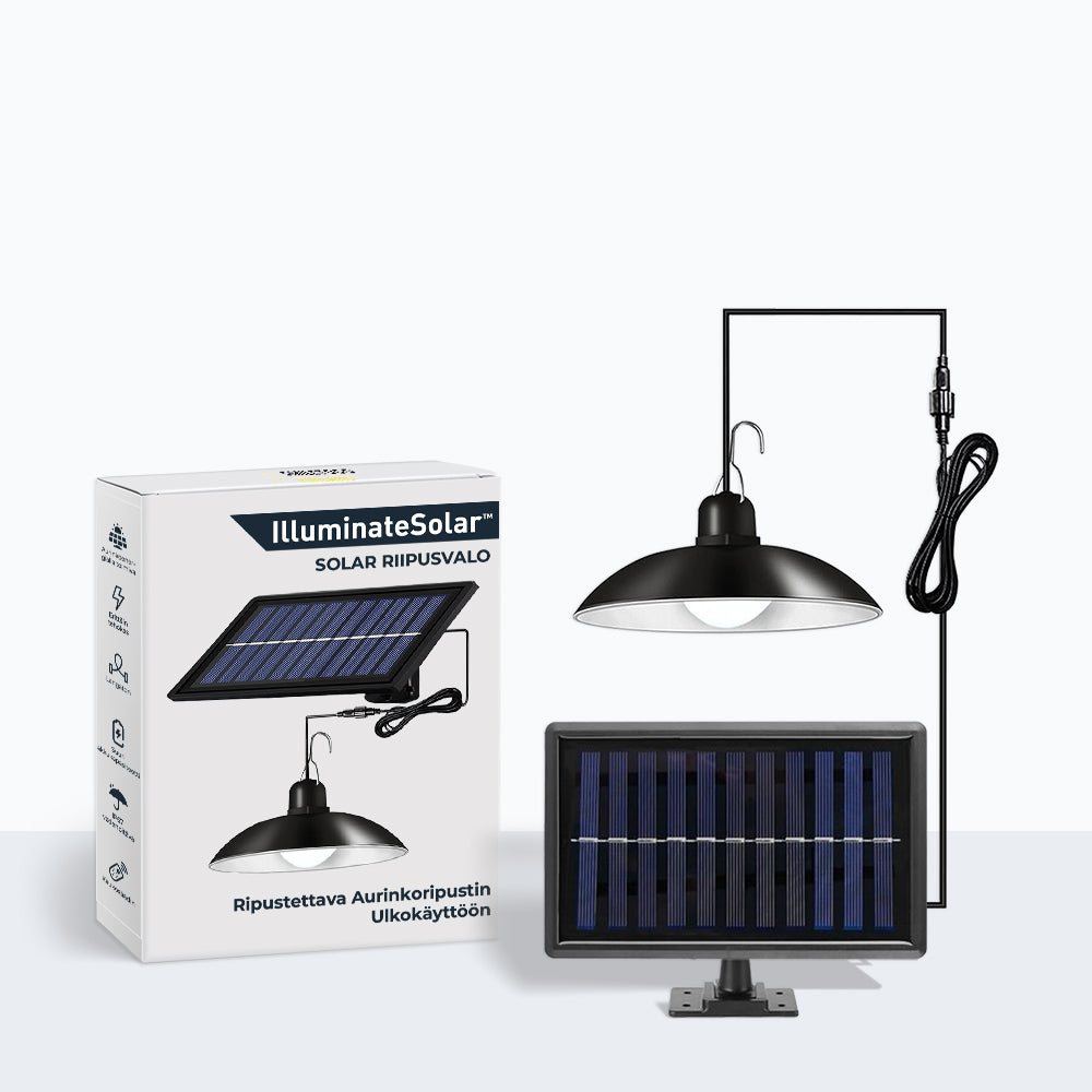 Ripustettava aurinkovalaisin ulkokäyttöön